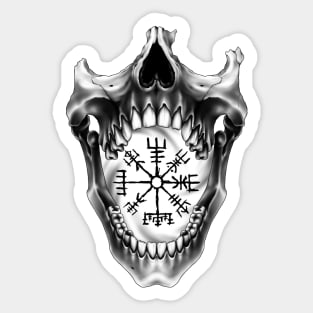 Nordic skull with vegvisir Sticker